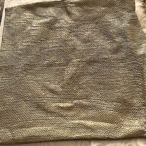 ANTHROPOLOGIE GOLD METALLIC SHINY decorative zip pillow case square 20 x 20 in